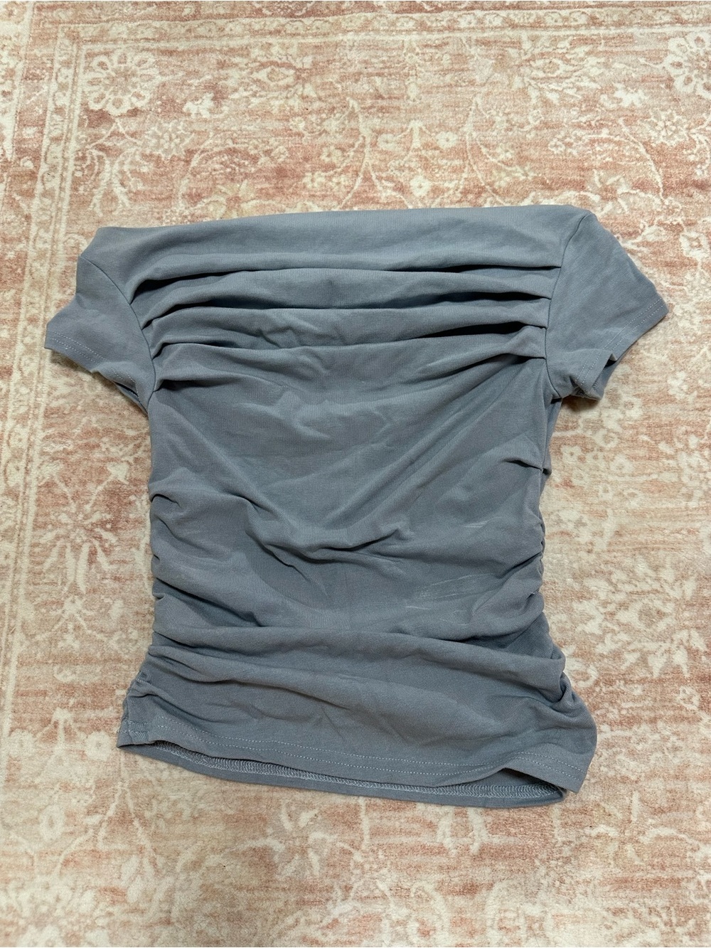 Off-Shoulder 🩵 Light Blue Women's Ruched Top - Picture 5 of 10
